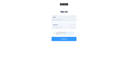 Privacy
				signup page example