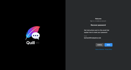 Quill
				password reset page example