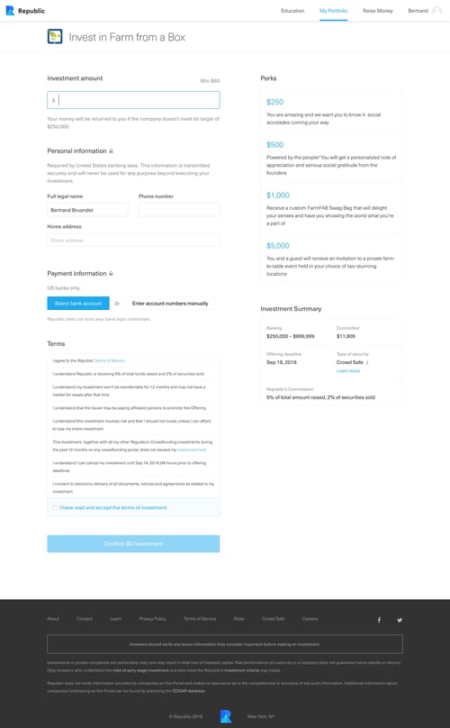 Republic
				checkout page example