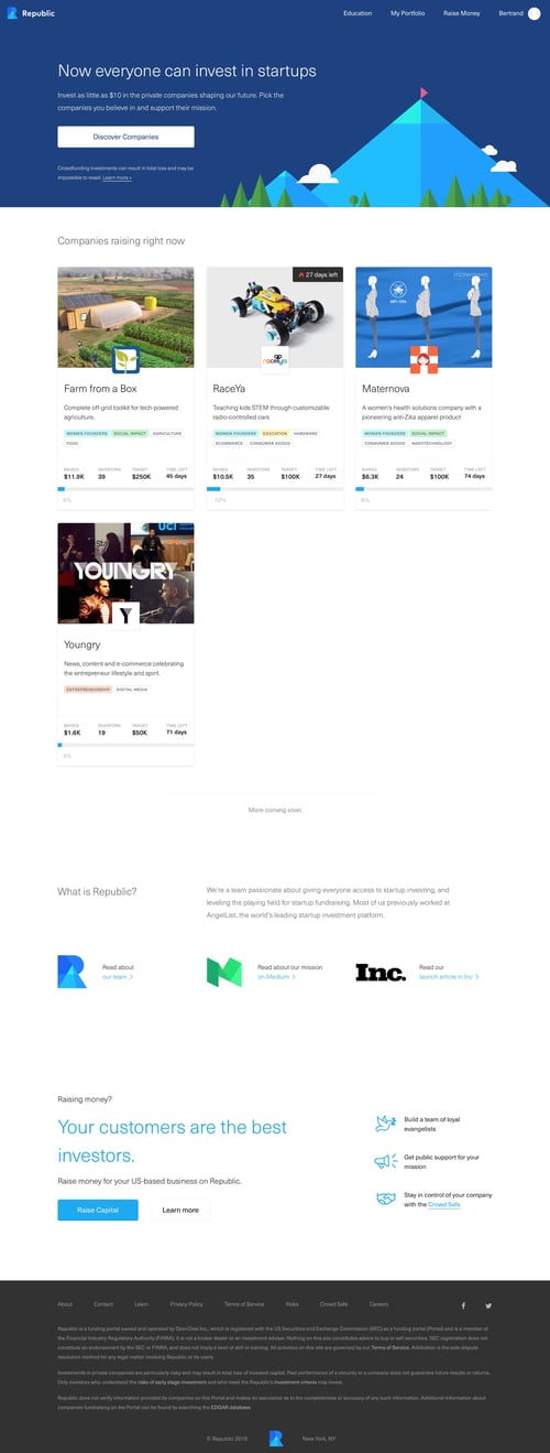 Republic
				home page example