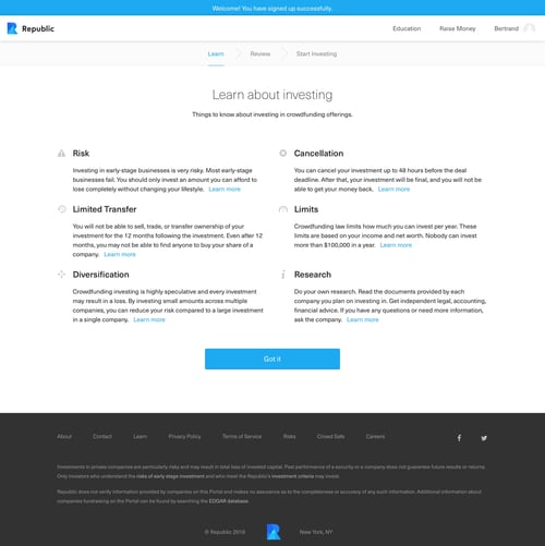 Republic
				onboarding page example