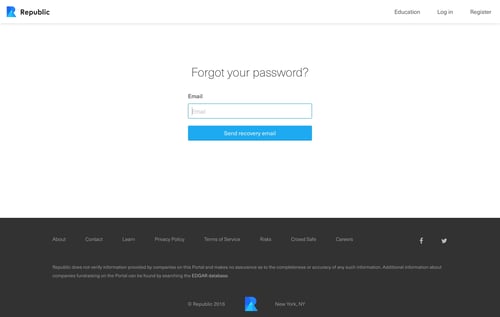 Republic
				password reset page example