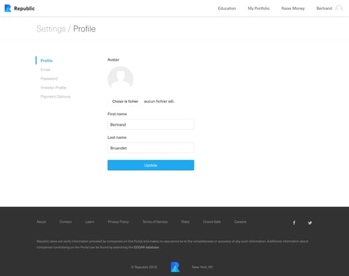 Republic
				settings page example