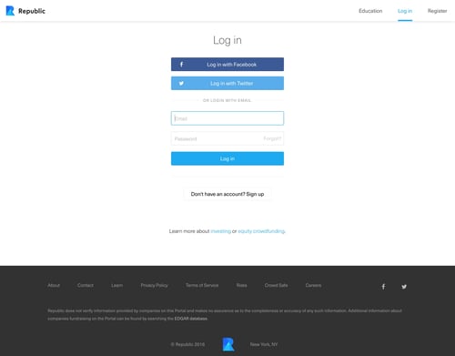 Republic
				signin page example