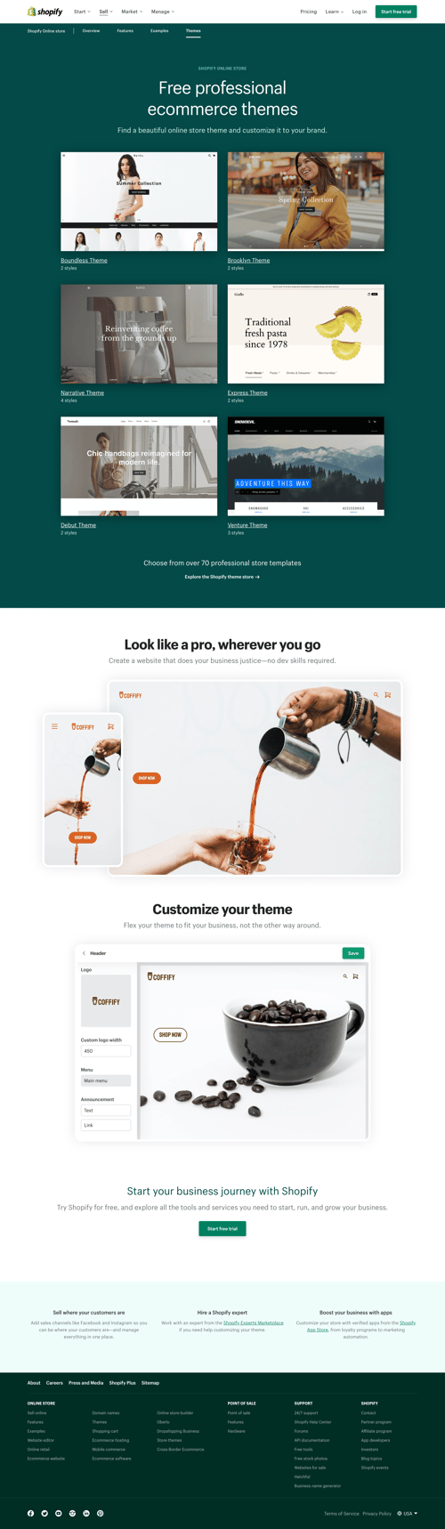 Shopify screen example