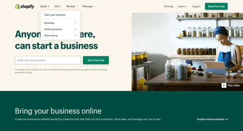 Shopify
				 page example