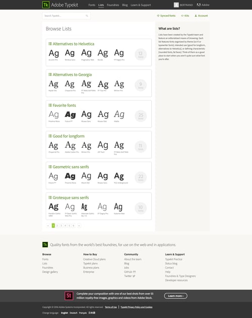 Typekit
				collection page example