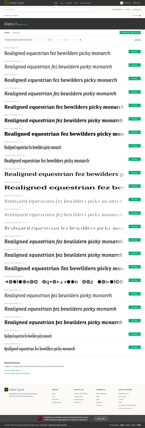 Typekit
				detail page page example