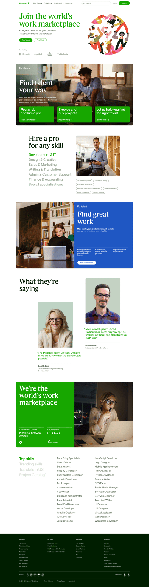 Upwork screen example