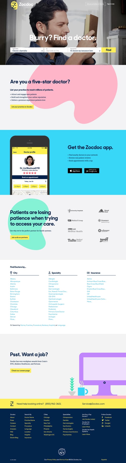 Zocdoc
				 page example