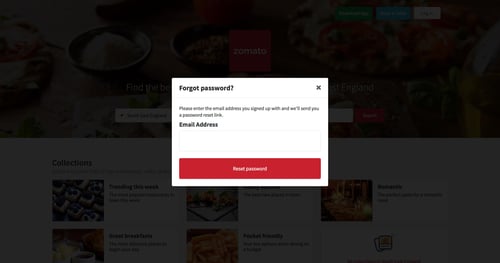 Zomato
				password reset page example