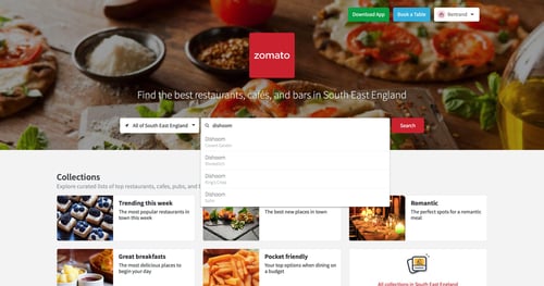 Zomato
				dropdown & other states page example
