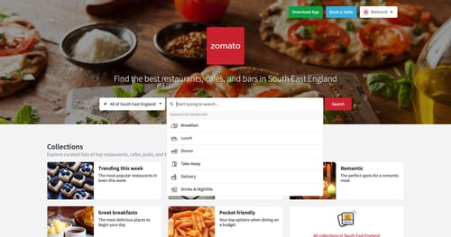 Zomato
				dropdown & other states page example