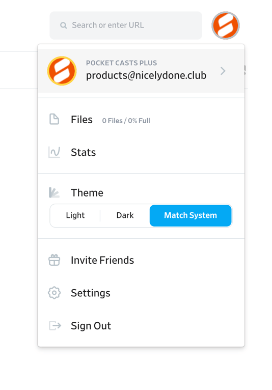 Pocket Casts — Dropdown menu component