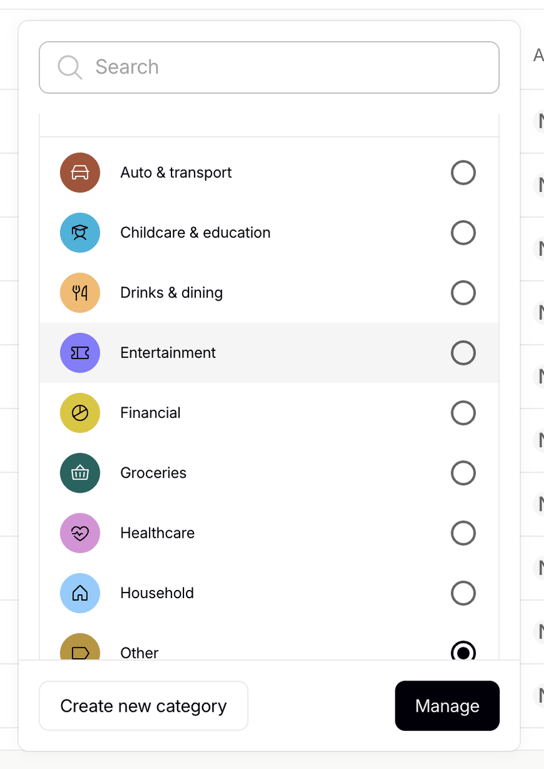 Origin Financial — Input select component