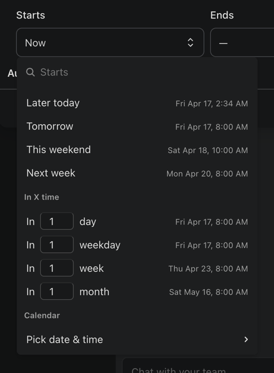 Missive — Datepicker component