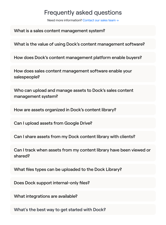Dock — FAQ component