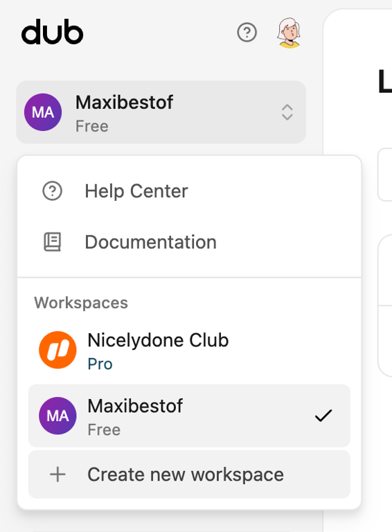 Dub — Dropdown menu component