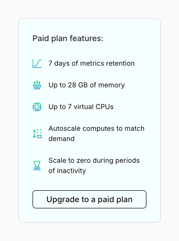 Neon — Upgrade your plan component