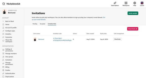 Invite teammate - Slack