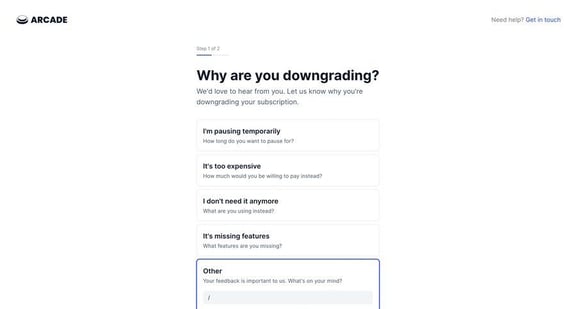 Downgrade subscription - Arcade