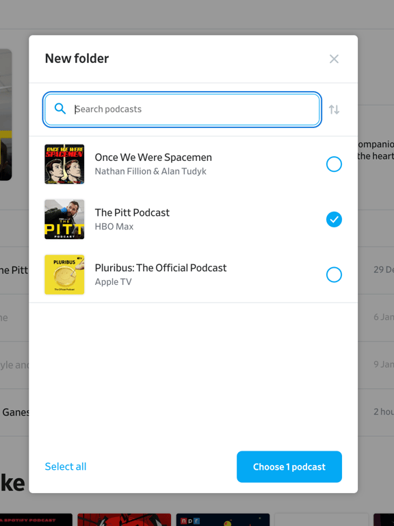 Pocket Casts — Modal component