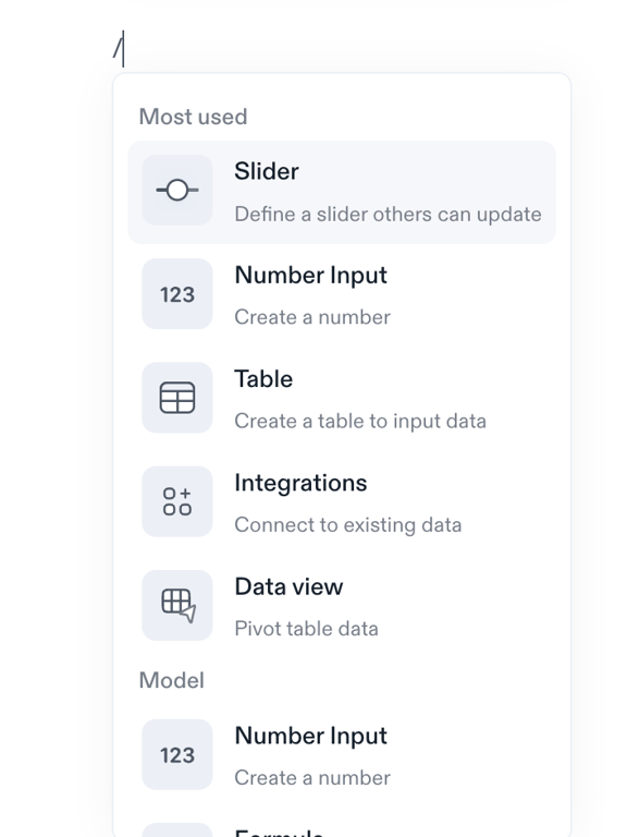 Decipad — Dropdown menu component