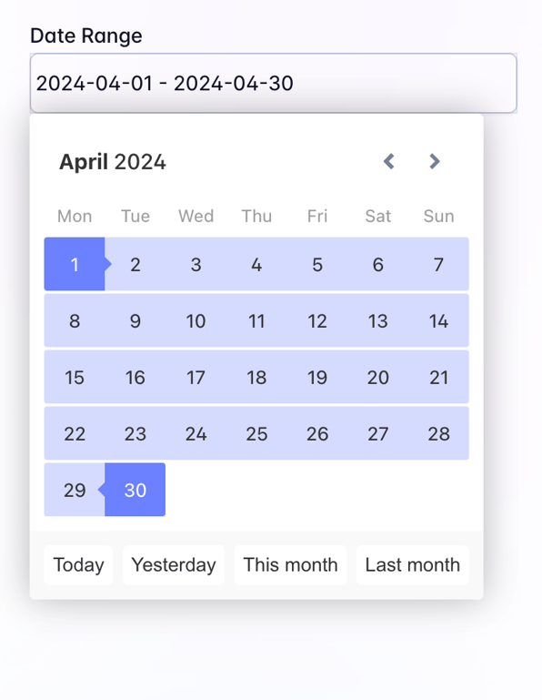 Fly — Datepicker component