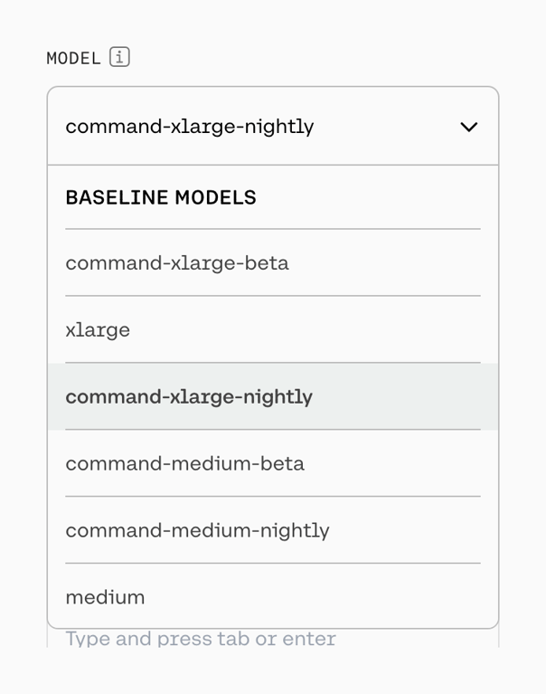 Cohere — Input select component