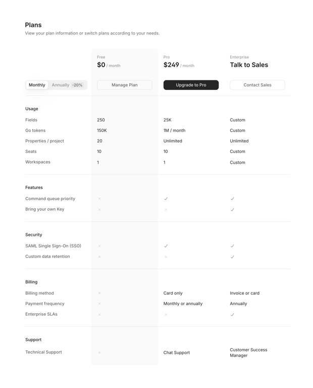V7 — Pricing section component