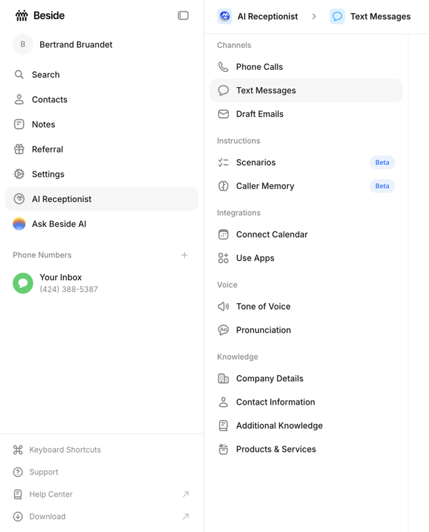 Beside — Vertical navigation component