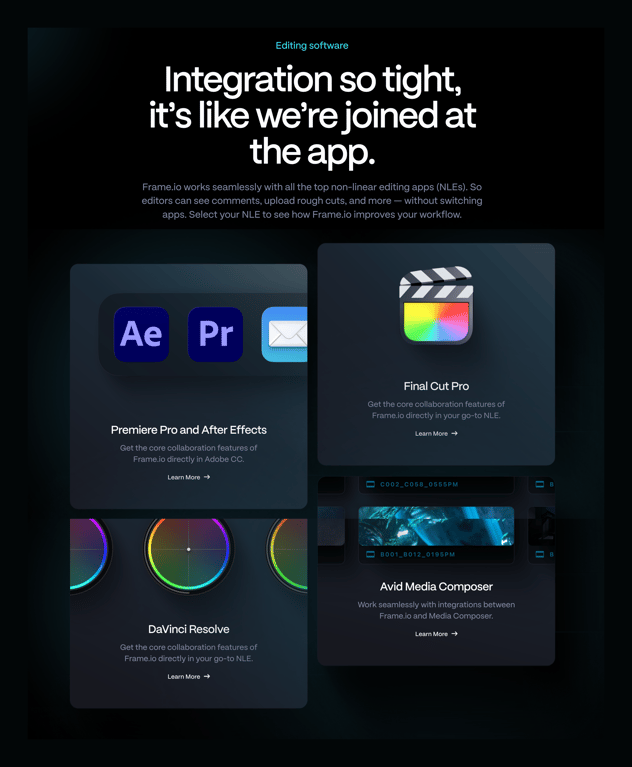 Frame.io — Bento box component