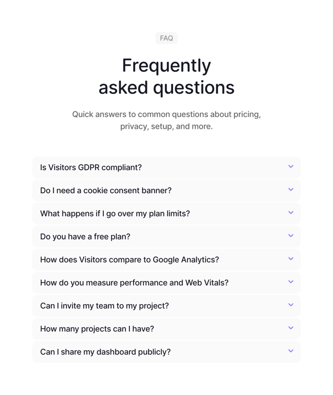 Visitors — FAQ component