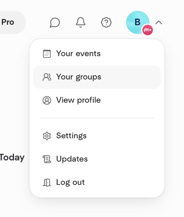 Meetup — Dropdown menu component