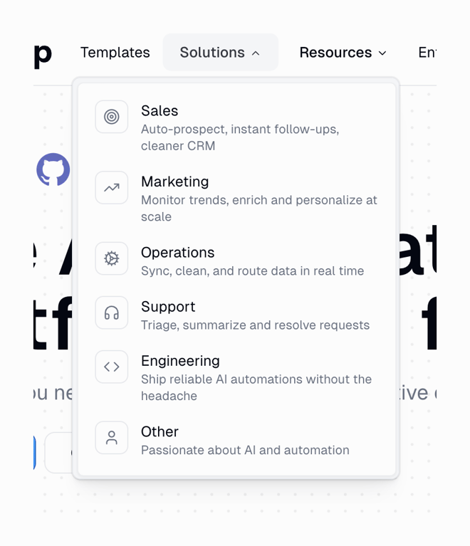 Gumloop — Dropdown menu component