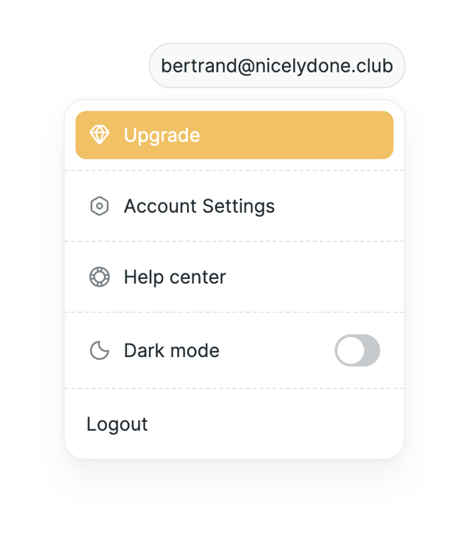 Hireproof — Dropdown menu component