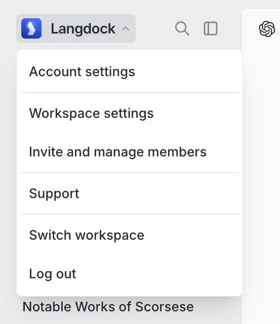 Langdock — Dropdown menu component