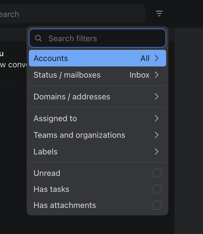 Missive — Sorting & filtering component