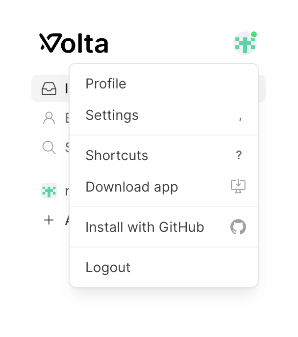 Volta — Dropdown menu component