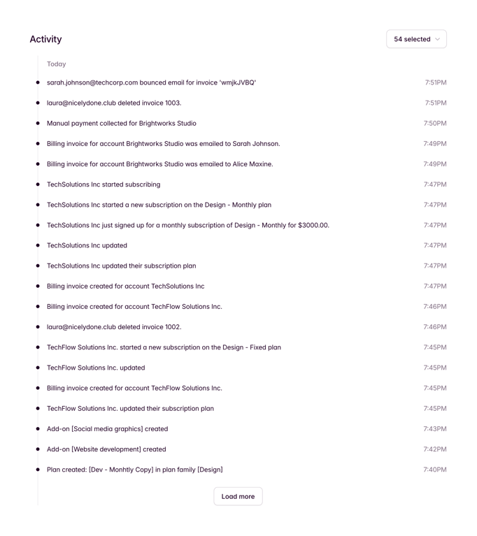 Outseta — Timeline & history component