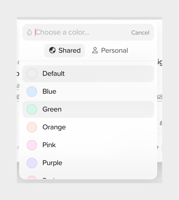 Supernotes — Color picker component