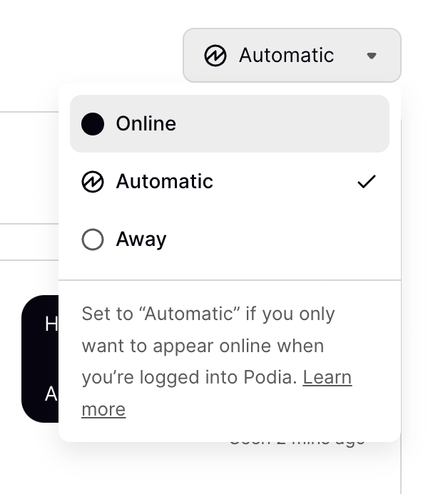 Podia — Input select component