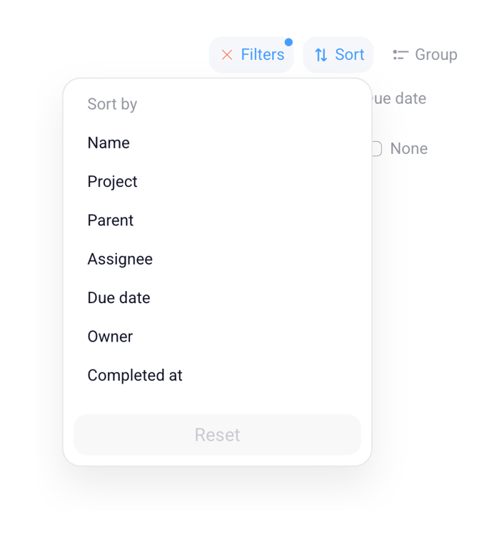 Orchestra — Sorting & filtering component