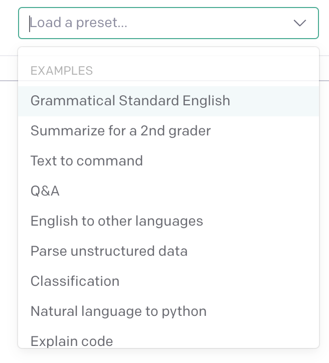OpenAI — Input select component