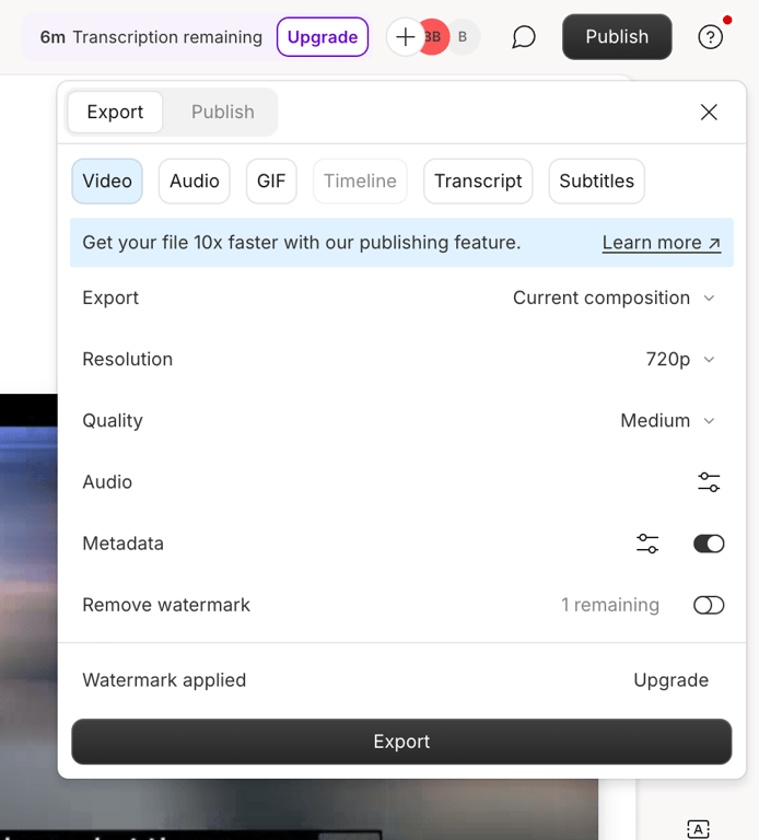 Descript — Dropdown menu component