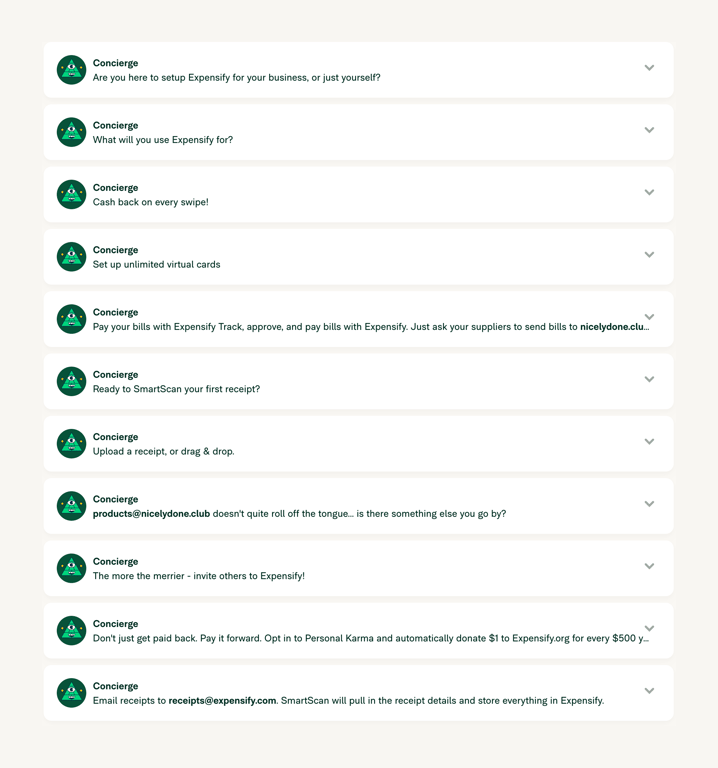 Expensify — Vertical list component