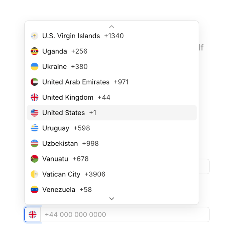 Bird — Input phone number component