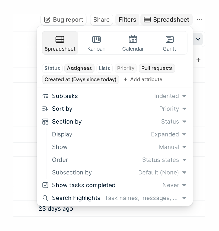 Height — Settings panel component