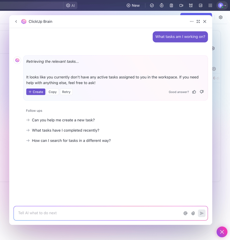 ClickUp — Artificial intelligence component