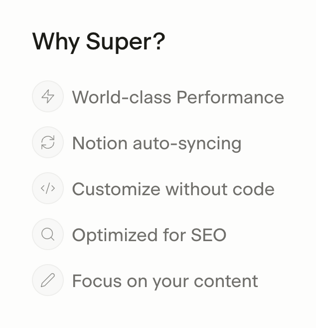 Super — Benefit List component